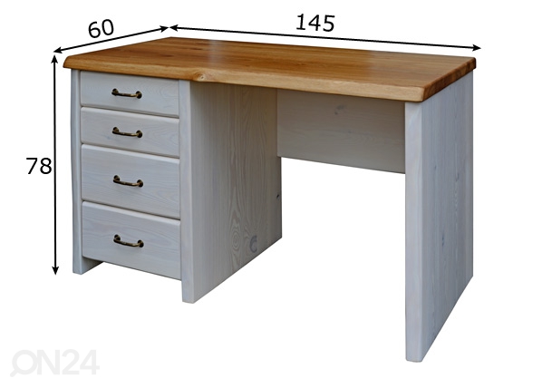 Рабочий стол (сосна + дуб) размеры