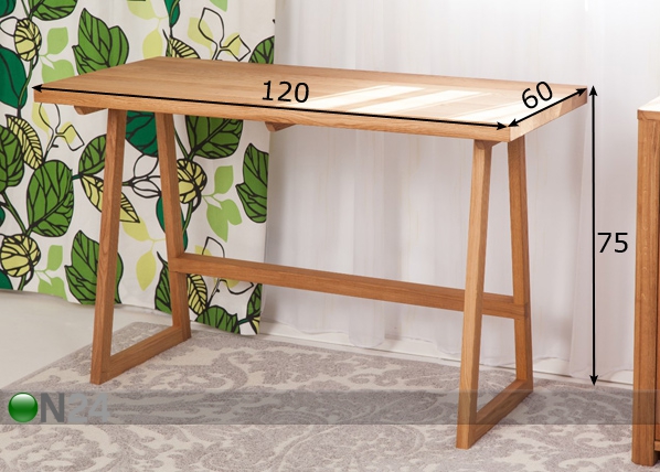 Рабочий стол из массива дуба Turku 120 cm размеры