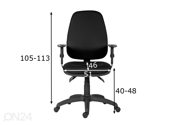 Рабочий стул Asyn D2, чёрный размеры