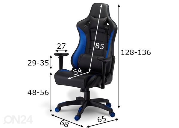 Рабочий стул Gaming de Luxe, чёрный/синий размеры
