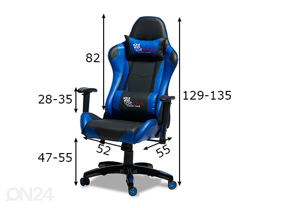 Рабочий стул Gaming, синий/чёрный размеры