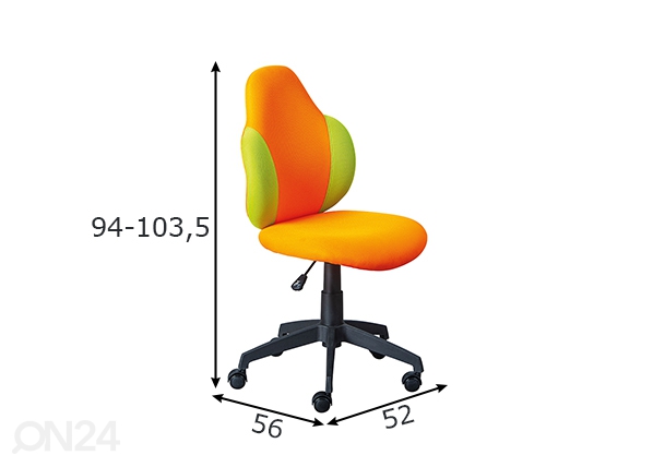 Рабочий стул Jessi, оранжевый/зелёный размеры