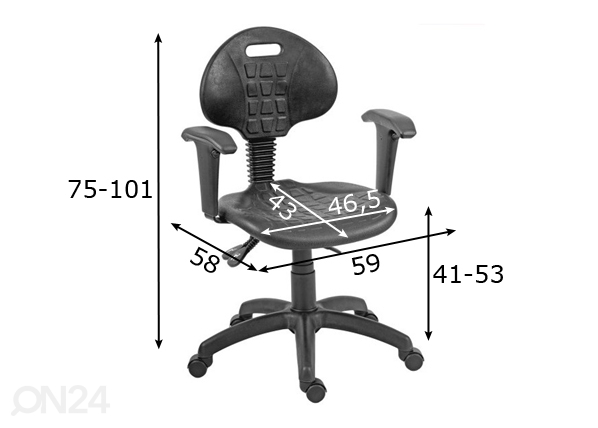 Рабочий стул PU Asyn чёрный размеры