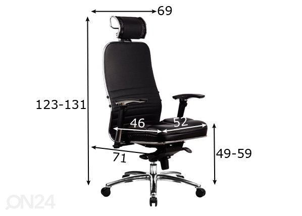 Рабочий стул Samurai KL-3 размеры