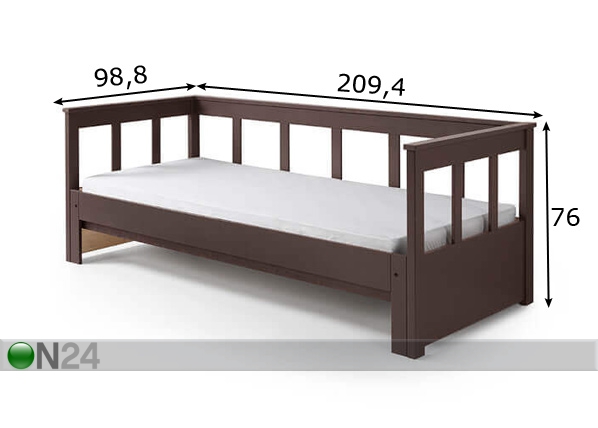 Раздвижная кровать Pino 90/180x200 cm размеры