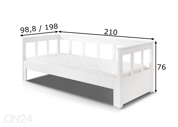 Раздвижная кровать Pino 90/180x200 cm размеры