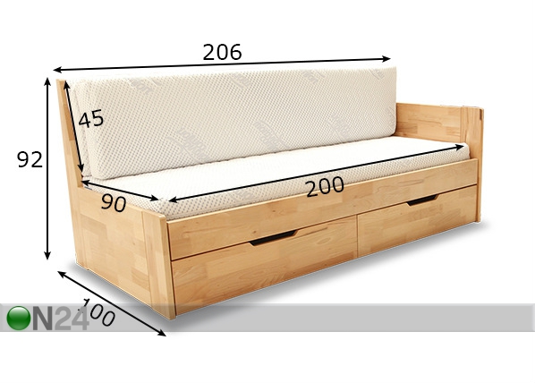 Раздвижная кровать / диван-кровать + матрасы размеры