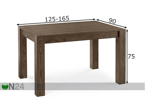 Раздвижной обеденный стол Turin 90x125-165 см размеры
