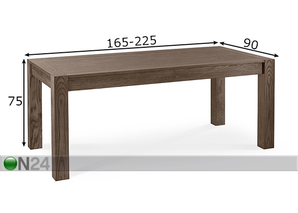Раздвижной обеденный стол Turin 90x165-225 см размеры