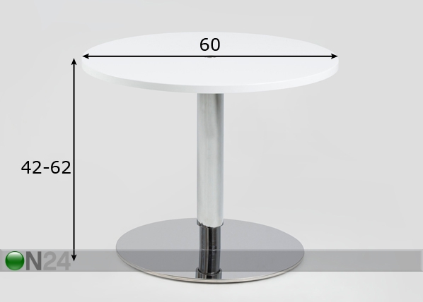 Регулируемый по высоте журнальный стол Sortello Ø 60 cm размеры