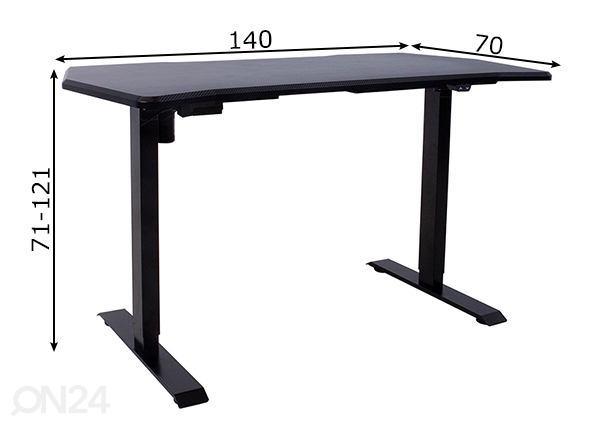 Регулируемый по высоте компьютерный стол Gamer, 1 двигатель размеры