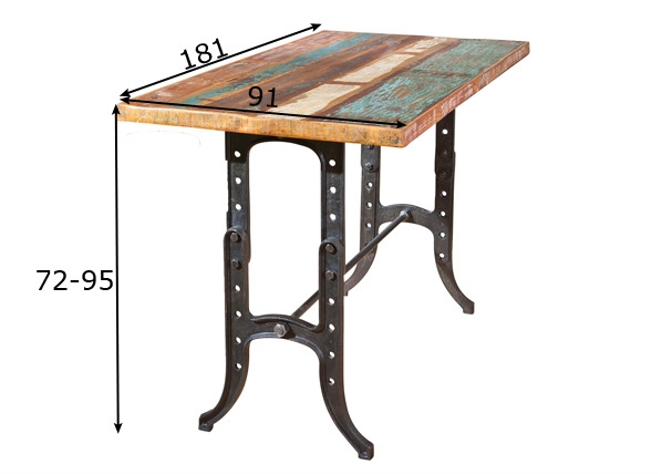 Регулируемый по высоте обеденный стол Amarelo 181x91 cm размеры