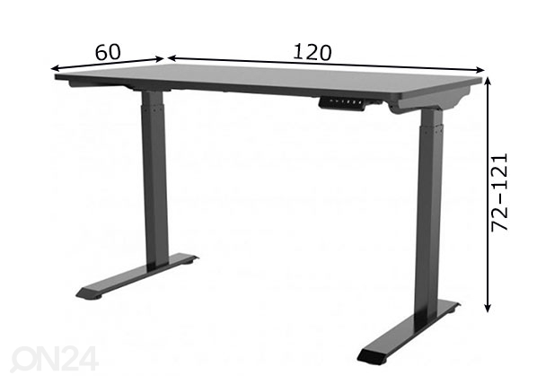 Регулируемый по высоте рабочий стол Smart Light, черный размеры