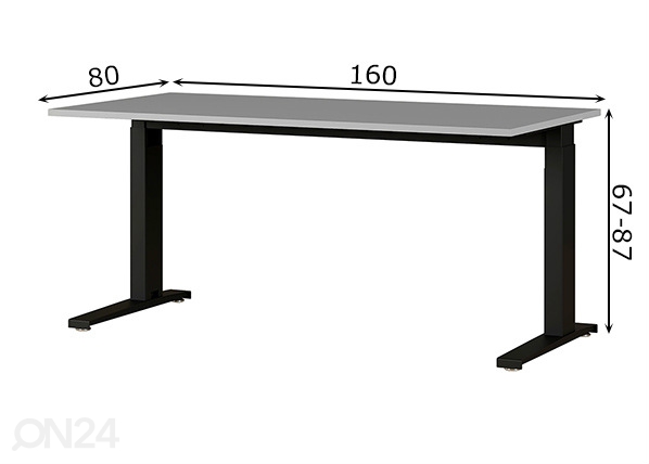 Регулируемый рабочий стол Agenda 80x160 cm размеры