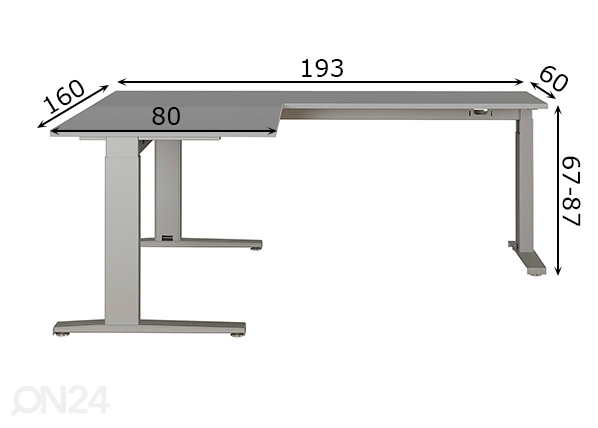 Регулируемый угловой рабочий стол Agenda 160x193 cm размеры