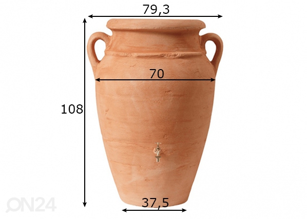 Резервуар для воды Antiik Amphora Terracotta 250 л размеры