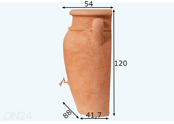 Резервуар для воды Antiik Wall Amphora Terracotta 260 л размеры
