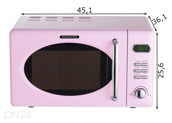 Ретро микроволновая печь Wolkenstein, розовый размеры
