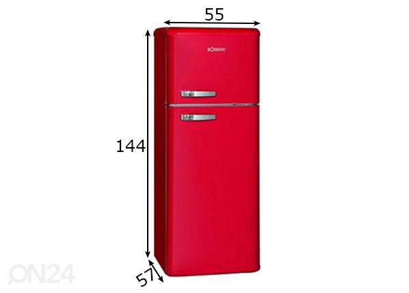 Ретро-холодильник Bomann, красный размеры