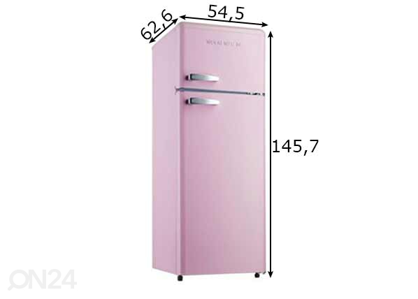 Ретро-холодильник Wolkenstein, глянцево-розовый размеры