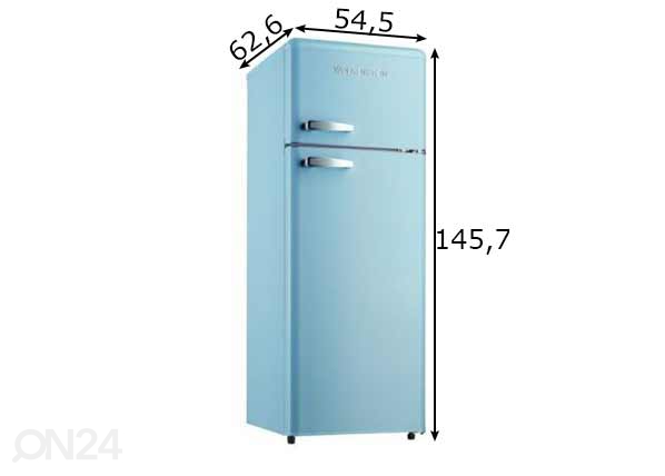Ретро-холодильник Wolkenstein, глянцевый голубой размеры