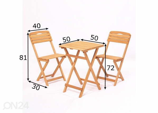Садовая мебель 2 стула + садовый стол 50x50 cm размеры