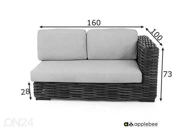 Садовый диван Elements XL левосторонний размеры