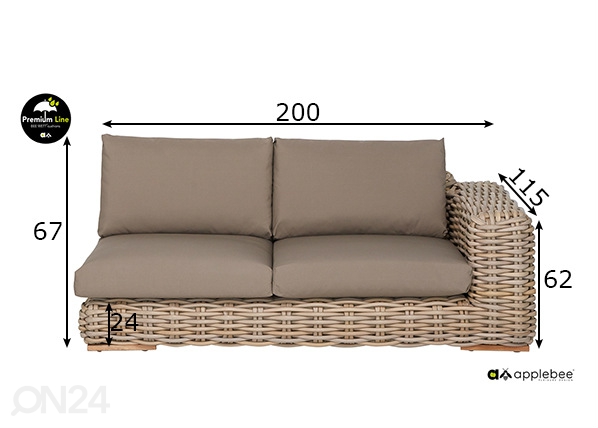 Садовый диван FFF левосторонний размеры