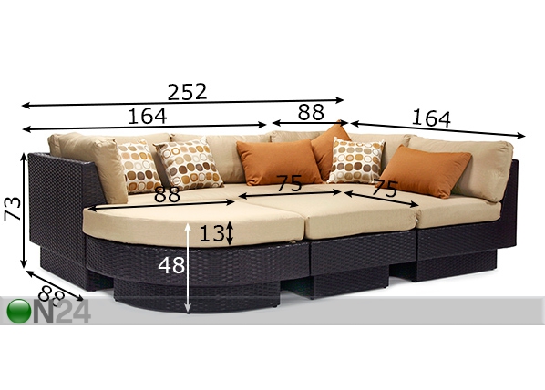 Садовый диван Stella размеры