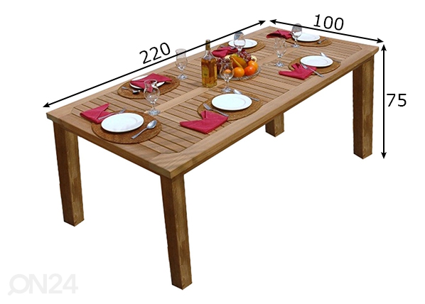 Садовый стол Bali 100x220 см размеры