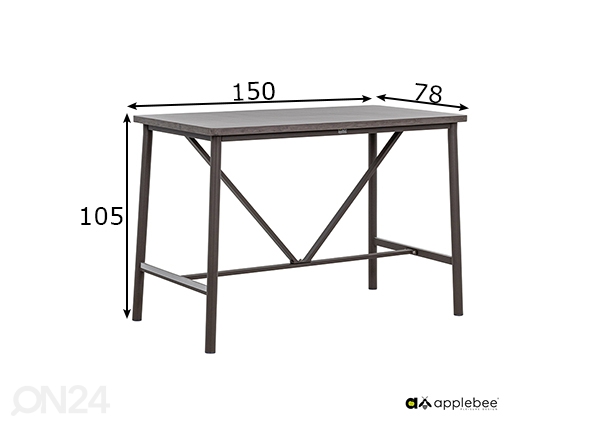 Садовый стол Bijou 150x78 cm размеры
