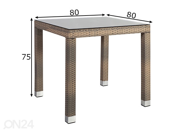 Садовый стол Larache 80x80 см размеры