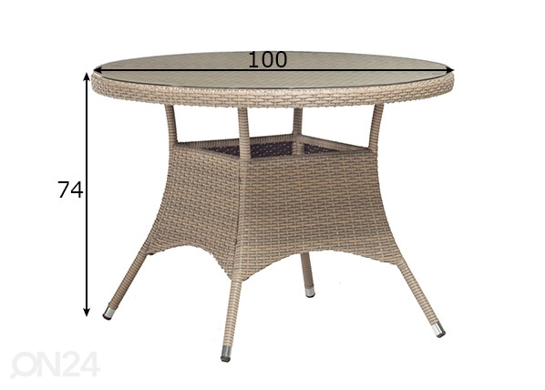 Садовый стол Larache Ø 100 см размеры