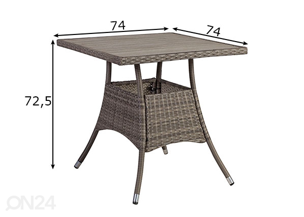Садовый стол Paloma 74x74 см размеры