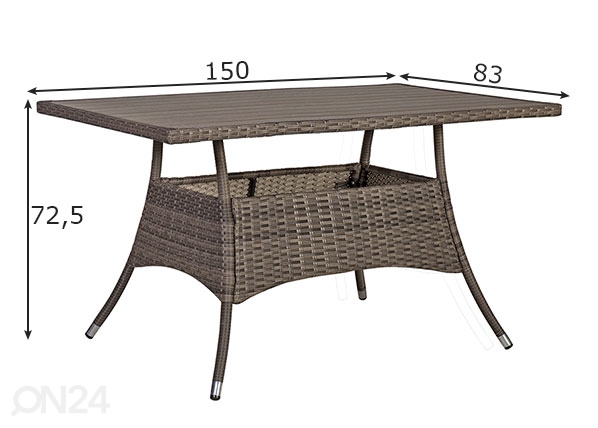 Садовый стол Paloma 83x150 см размеры