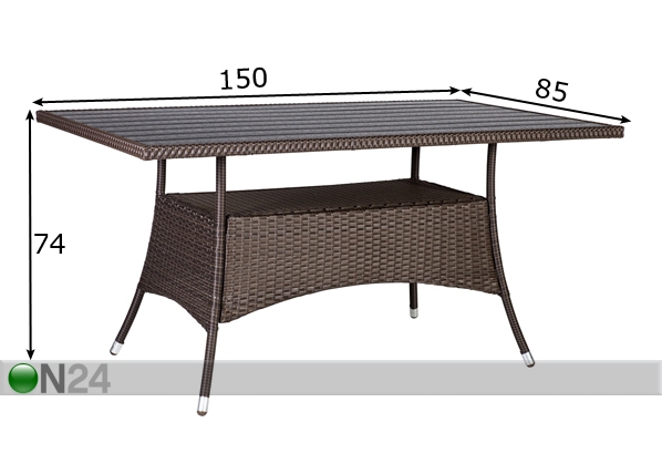 Садовый стол Savanna 150x85 cm размеры