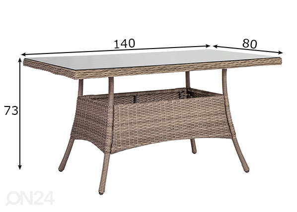 Садовый стол Toscana 80x140 см размеры