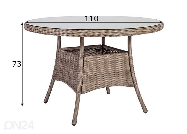 Садовый стол Toscana Ø 110 см размеры