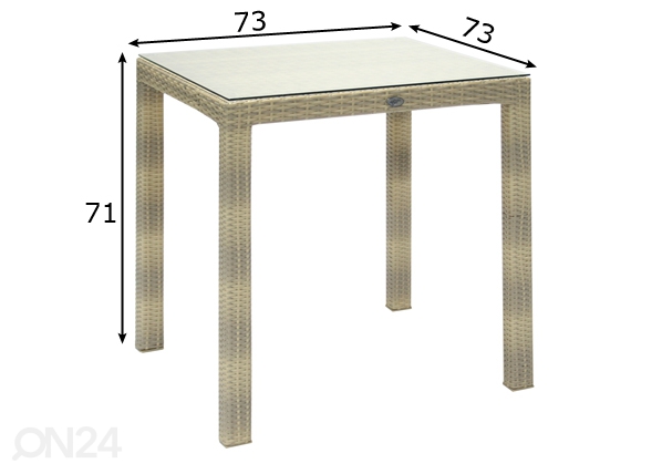 Садовый стол Wicker 73x73 см размеры