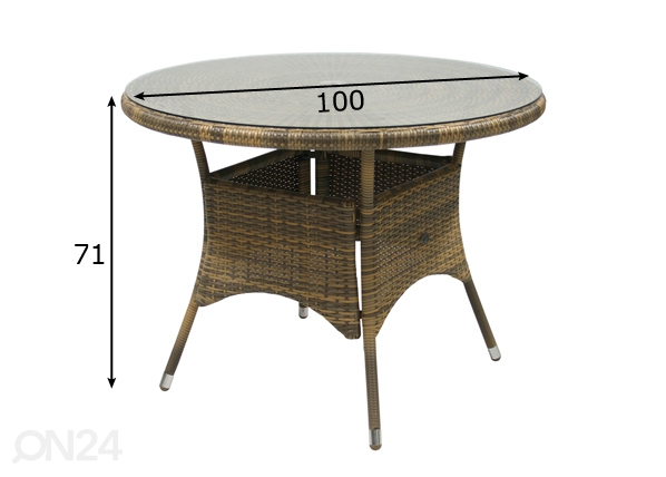 Садовый стол Wicker Ø 100 cm размеры