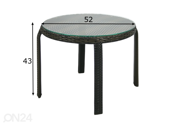 Садовый столик Wicker Ø 52 cm размеры