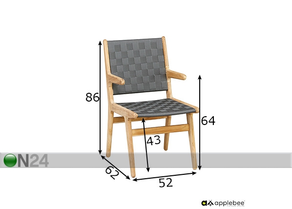 Садовый стул Juul с подлокотниками размеры