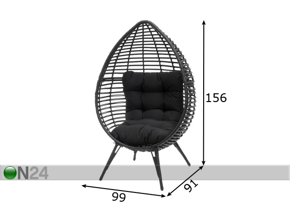Садовый стул Pihapuu Egg чёрный размеры