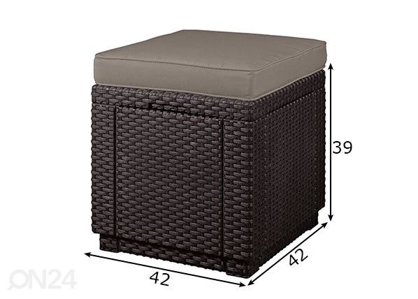 Садовый ящик для хранения Cube с подушкой для сиденья, коричневый размеры