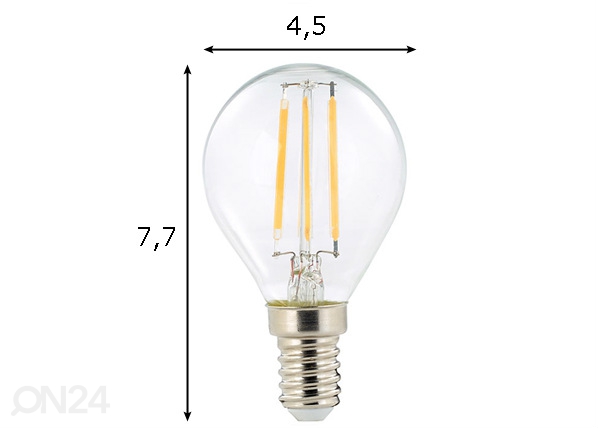 Светодиодная лампа E14 2 Вт 3шт размеры