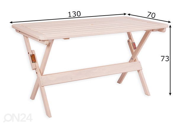 Складной садовый стол Heini 70x130 см размеры