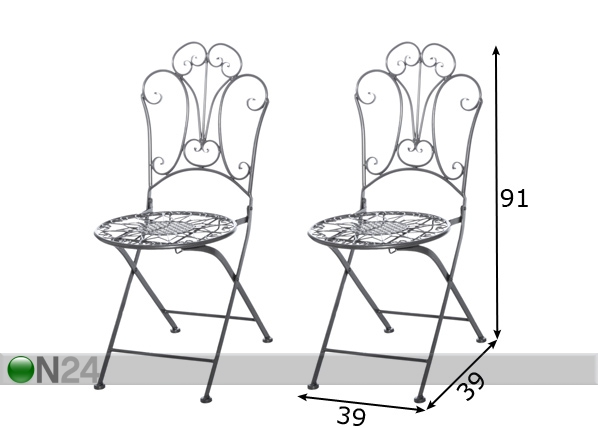 Складной садовый стул Romantic, 2 шт размеры