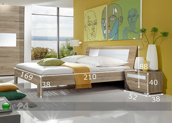 Спальный комплект Pleasure 2 тумбы + кровать 160x200 см размеры