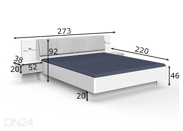 Спальный комплект Virgo 160x200 cm размеры