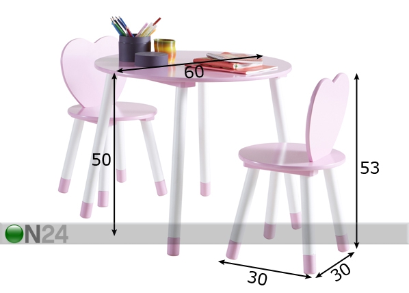 Стол и 2 стула Princess размеры